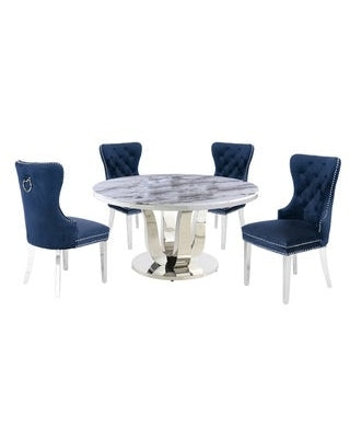 Round Marble Dining Table Set 5 Pieces